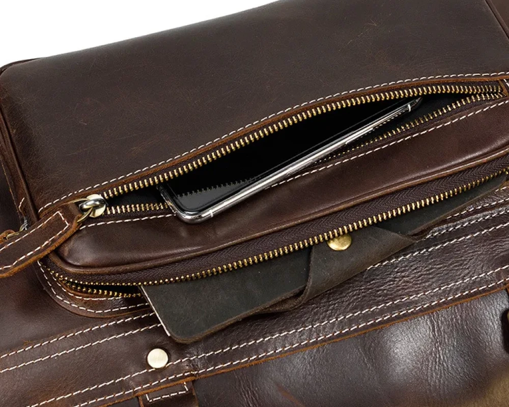 leather duffle carry on